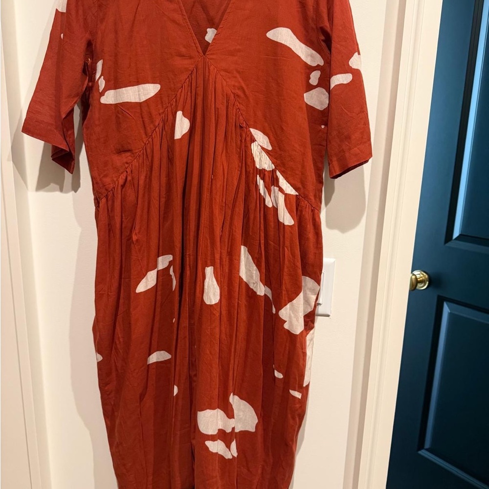 Rust and White Women's Kurta Set